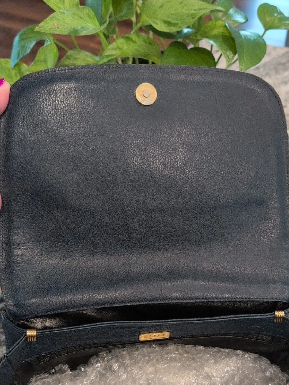 Bally All Leather Navy Crossbody Bag With Brown Trim & Strap - VINTAGE - Picture 6 of 9